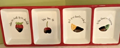 Oneida Ceramic Chocolate Dipped 4 Section Server 18" X 6" Tray - Image 1 of 4