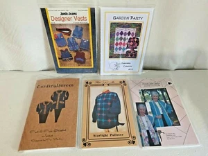 Lot (5) Sewing Quilting Patchwork Women's Cardigan Denim Vest Pullover Jacket - Picture 1 of 5