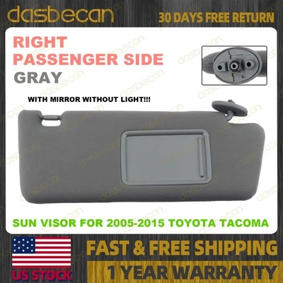 Right Side Gray Sun Visor w/ Mirror For Toyota Tacoma 2005-2015 74310-04081-B0 Foto 1 de 4