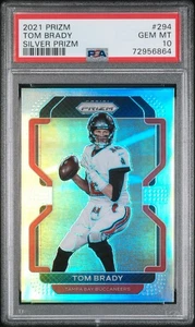 2021 Panini Prizm #294 Tom Brady SILVER PRIZM PSA 10 GEM MINT POP 75 Bucs - Picture 1 of 2