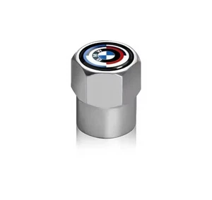 4 Piece BMW 50th Anniversary Tyre Valve Dust Caps Silver Stem Case Covers - Picture 1 of 1