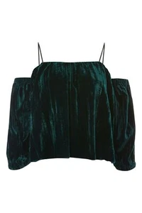 TOPSHOP Cold Shoulder Velvet Top Women's Sz. 8 US 152123 - Picture 1 of 3