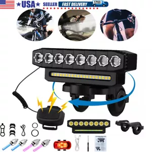 4000mAh LED Bicycle Bike Light Front Rear Rechargeable Headlight Tail Lamp Set - Picture 1 of 12