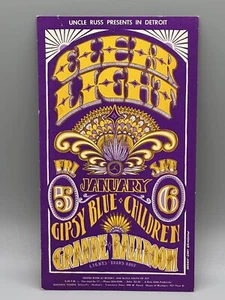1968 Clear Light, Gipsy Blue, Grimshaw GRANDE BALLROOM Handbill Postcard - Picture 1 of 15