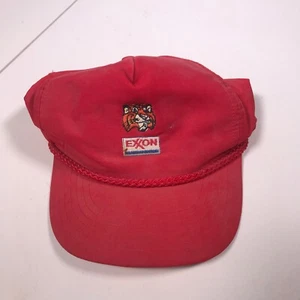 Vintage Exxon Oil Tiger Red Rope Hat / Cap, Pin Hole, Embroidered [ED14] - Picture 1 of 11