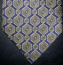 Sans Rival Tie Navy Blue Gold Black Geometric Hexagons Design NIB t1697 