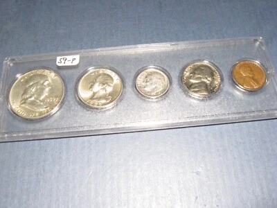 1959 PHILADELPHIA Mint ~ 90% Silver Birth year MATCHED 5 coin set ~ circulated  - Image 1 of 4