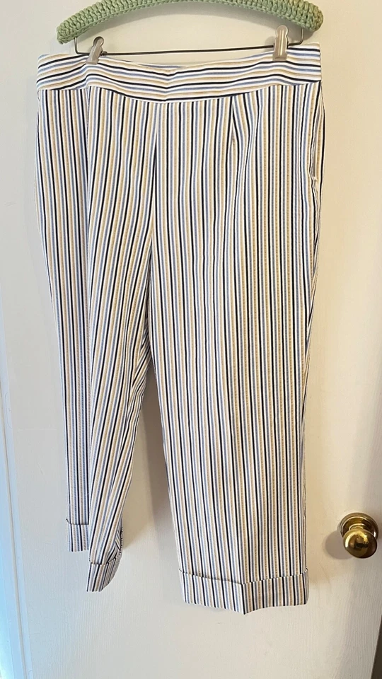 Pantalón para mujer Peck & Peck fin de semana a rayas con puños talla 16 Foto 1 de 4