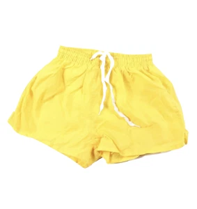 NOS Vtg 90s Youth Medium Blank Lined Nylon Running Jogging Soccer Shorts Yellow - Picture 1 of 5