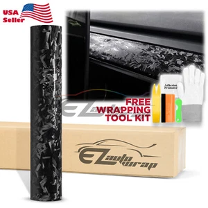 24K Chopped Forged Carbon Fiber Matte Black Car Vinyl Wrap Sticker Decal Sheet - Picture 1 of 12