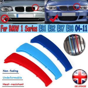 3 Farben Kühlergrill Abdeckung Streifen Clips Für BMW 1er E81 E82 E87 E88 04-11 - Bild 1 von 8