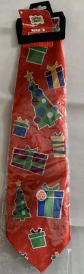 Рождественский красный галстук ~ сезонный праздничный рождественский ~ музыкальный галстук - Изображение 1 из 3