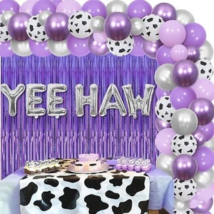 Cheereveal Cowgirl Bachelorette Party Decorations Purple, Yeehaw Purple - Picture 1 of 6