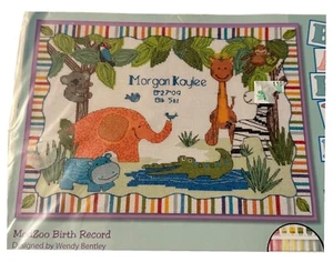 Dimensions Baby Hugs Cross Stitch Kit ModZoo Birth Record Animal Elephant Monkey - Picture 1 of 6