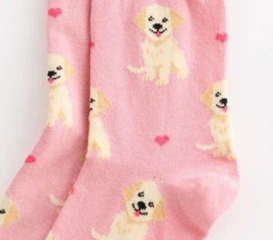 💗 BNWT New Look Pink Labrador Dog Socks with Heart Pattern Cotton Rich Size 4-7 - Picture 1 of 4