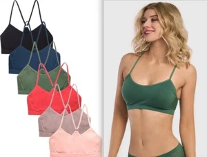 Popular 6 Sport Bras Top Yoga Activewear NO Padding Mesh Sides One SIZE BR0261S - Picture 1 of 8