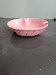 Vintage LANE & CO VAN NUYS CALIFORNIA Modern Atomic Ceramic MCM Pink Ash Tray - Picture 1 of 11