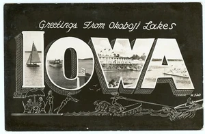 RPPC - Okoboji Lakes, Iowa LARGE LETTER - 1950s - Picture 1 of 2
