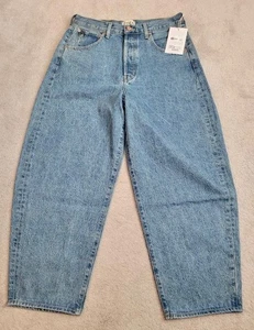 Pantalones de mezclilla para mujer ETICA Cassel de barril ultra alto piedra azul talla 31 - Imagen 1 de 4