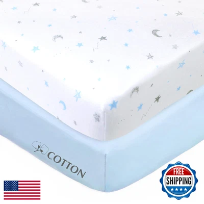 American Baby Company 2-Pack 100% Cotton Fitted Crib Sheets 52"x 28" Soft - Image 1 of 4