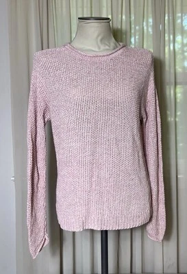 Suéter para mujer Leo & Nicole pequeño rosa mezcla de lino tejido suelto manga larga Foto 1 de 4