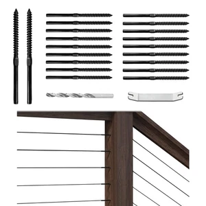120 Stück 1/8 Zoll schwarz Kabel Geländer Hardware Kit Swage Lag Schrauben links und rechts... - Bild 1 von 7