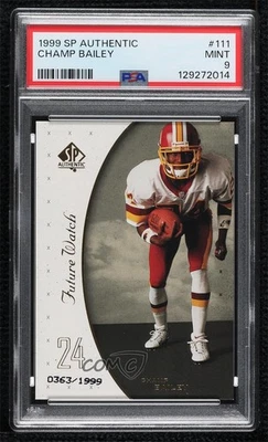 1999 SP Authentic Future Watch /1999 Champ Bailey #111 PSA 9 MINT Rookie RC HOF - Image 1 of 3