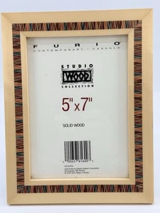 Wood Inlay Marquetry Picture Frame FURIO Studio 6 7/8 x 8 7/8" for 5 x 7" Photo - Picture 1 of 7