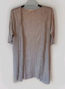 Eileen Fisher Open Front Short Slv Cardigan Top Large Gray Italian Yarn Linen Bl - Picture 1 of 6