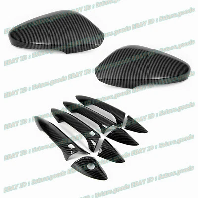 Espejo retrovisor lateral de fibra de carbono para Hyundai Elantra GT 13-17 + cubiertas inteligentes para manijas de puerta Foto 1 de 4