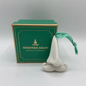 Jonathan Adler Blanco Porcelana Árbol de Navidad Adorno Bigote NUEVO - Imagen 1 de 2