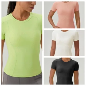 Women Short Sleeve T-Shirt Quick Dry Breathable Yoga Fitness Running Sports Tops - Picture 1 of 22
