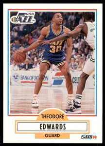1990-91 Fleer Theodore Edwards RC Utah Jazz #185