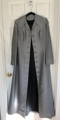 Vtg Winsome Tailors Ltd Hong Kong Women's Custom Long Raw Silk Blend Coat Trench - Image 1 of 4