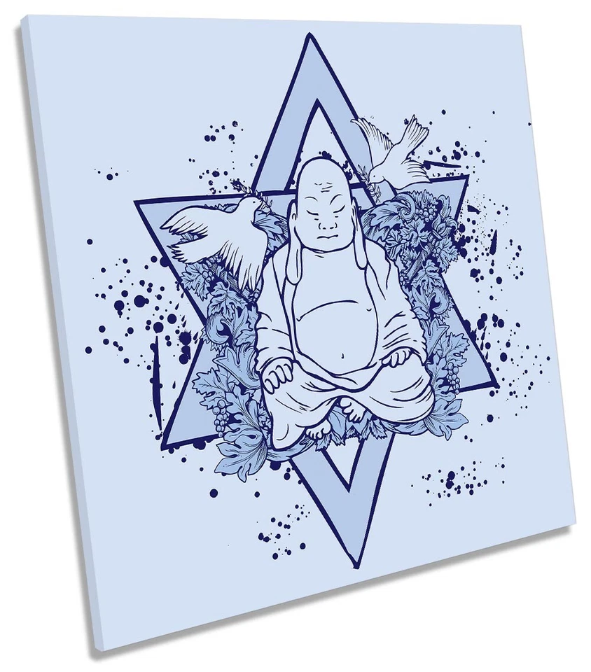 Buddha Monk Dove Birds Picture CANVAS WALL ART Square Print - Image 1 of 1