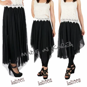 Women's Mesh Pleated Tulle Sheer Gauze Skirt Leggings Elastic Waist Dress One Sz - Picture 1 of 15
