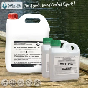 AQ200 AQUATIC Herbicide 5L + 2x1L wetting agent - For Floating Aquatic Weeds - Picture 1 of 12
