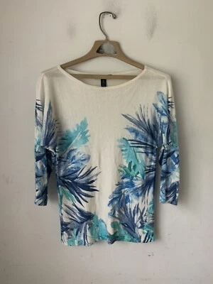 Suéter LRL Ralph Lauren Mujer Medio Azul Tropical Lino Crucero Playa Vacaciones Foto 1 de 4