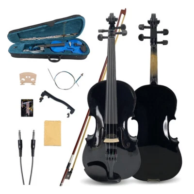 Electric Violin 4 String Solid Wood Ebony Fittings Black Violin Accessories - Image 1 of 4