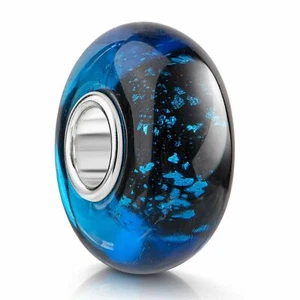 MATERIA Glas Bead schwarz blau mit Glitzerfolie - Bild 1 von 5