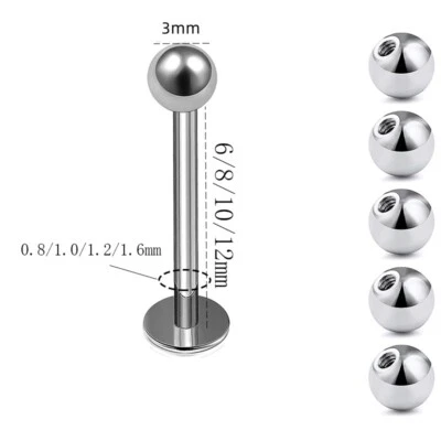 50PCS 20G 18G 16G Labret Lip Piercing Monroe Bar Ear Helix Tragus Cartilage - Image 1 of 4