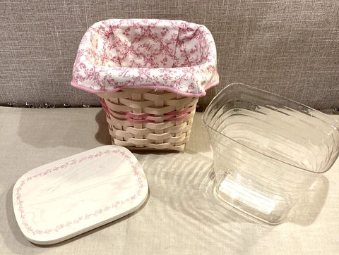 Longaberger Horizon Of Hope American Cancer Society Basket w/ Liner & Protector Cover