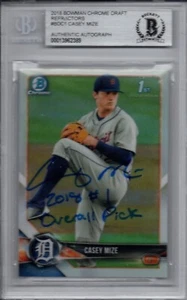Casey Mize 2018 Bowman Chrome Refractor Inscribed Signed Rookie Card Beckett - Picture 1 of 1