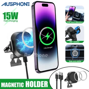 15W Magnetic Car Phone Holder Wireless Charger For MagSafe iPhone16/15/14Pro Max - Picture 1 of 17