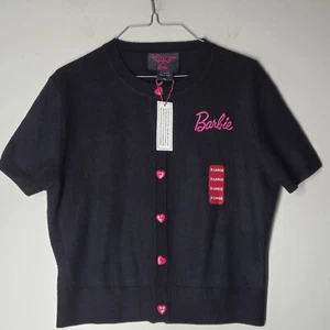 Barbie Cardigan Bottoni Cuore Donna Taglia XL 2007 Acrilico Nero Nuovo con etichette - Foto 1 di 6
