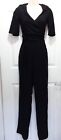 Massimo Dutti Black With Cross Over Tie Front Jumpsuit Pockets size EU 34 USA 2