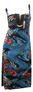 Vestido de seda Ice Sea para damas azul con volantes divididos y cuello correas de espagueti talla L - Imagen 1 de 12