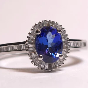 Rhapsody AAAA Tansanit & Diamant (E-F, VS2) Halo 950 Platin Ringgröße 11 - Bild 1 von 19