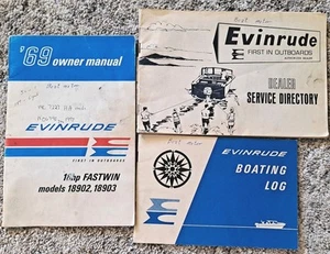 Vntg Evinrude '69 Owner's Manual, Log Book, Service Directory for 18 Hp Fastwinn - Foto 1 di 11