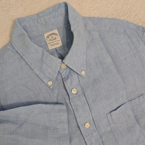 Camisa Brooks Brothers All Irish de lino con botones para hombre XL manga corta azul - Imagen 1 de 8